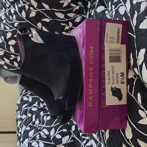 NIB Rampage Cleaora Peep Toe Platform Sandals - Black Size 8.5 Women's